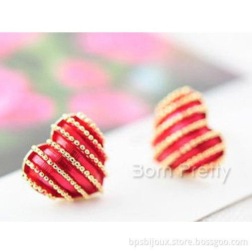 British Style Retro Jewelry Earrings Love Hearts Stripes